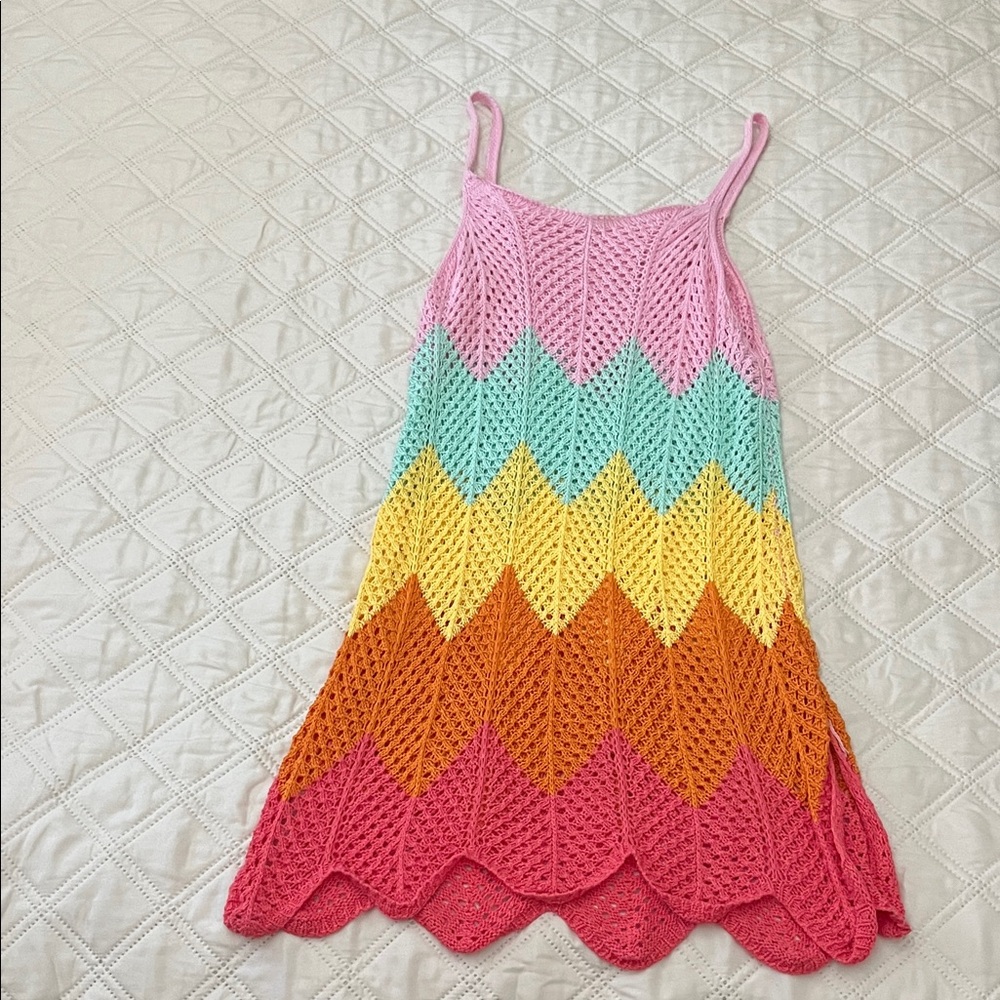 Colorful Crochet Chevron Dress